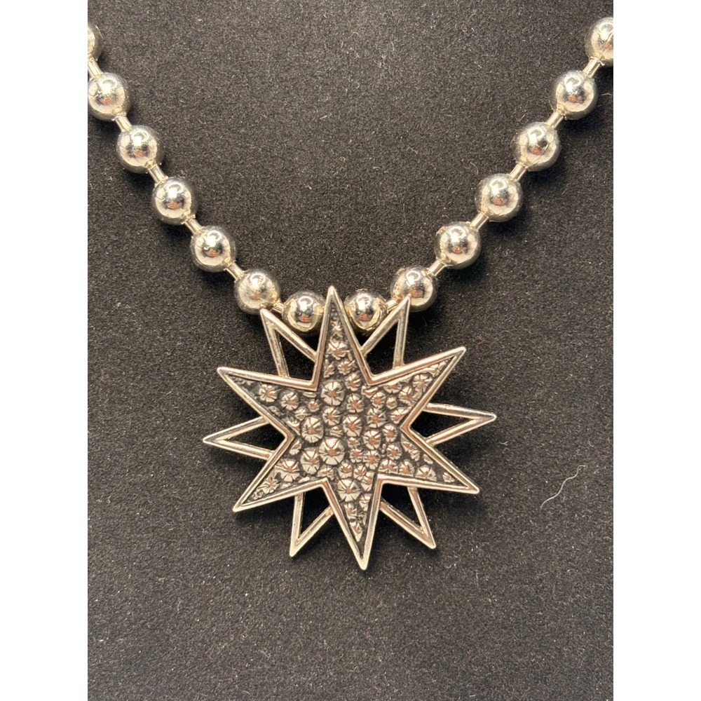Park Lane Silver Tone Starburst Pendant Necklace Cosmic Celestial Rhinestone
